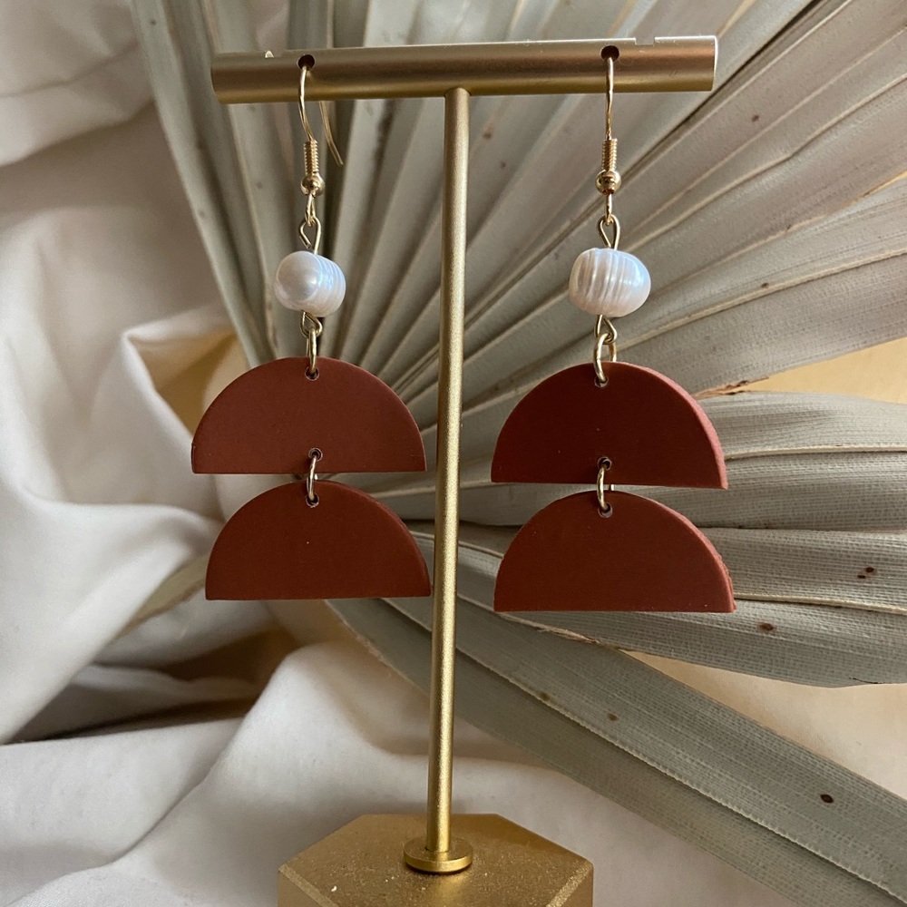Cognac/Rust Polymer Clay Earrings
